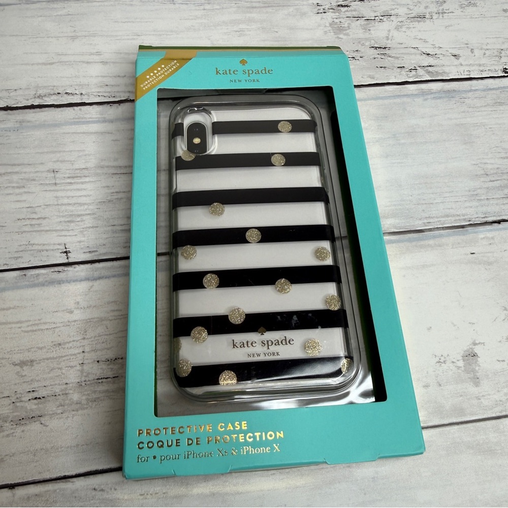 Kate Spade Striped Black and Gold iPhone X Case